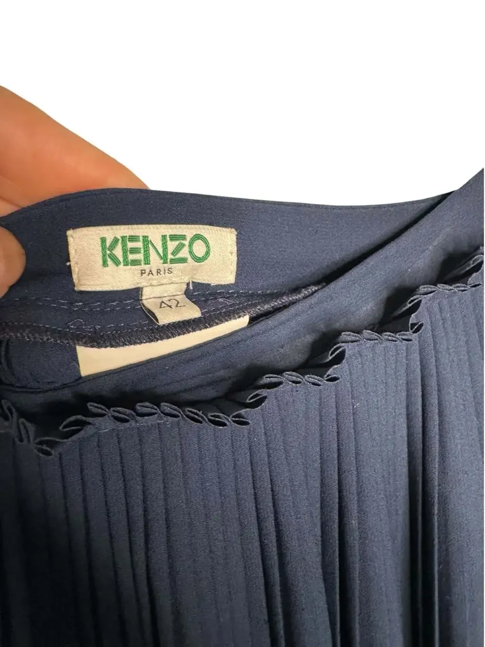 Kenzo Paris Asymmetric Pleated Skirt Navy Blue Size 42/10